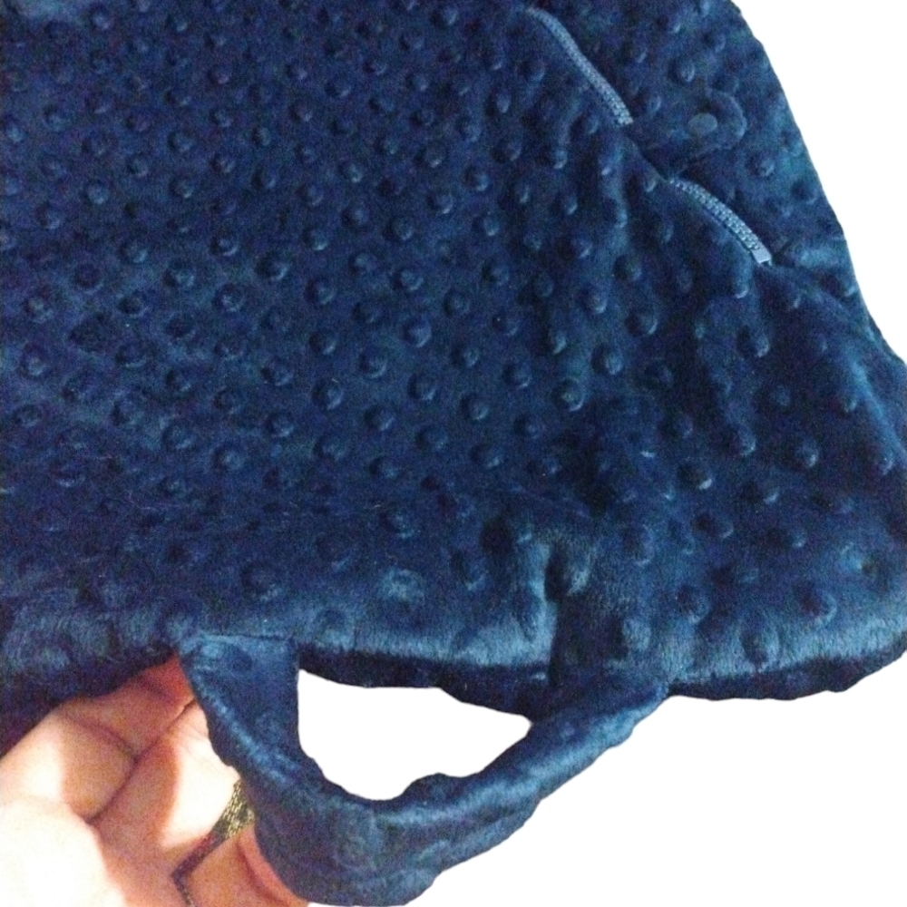 Newborn Bunting Unisex Hooded Navy Minky Dot Car Seat Loop Snap Zip Mitt Cuffs - Picture 5 of 10